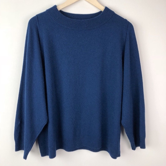 J.Crew Dolman Sweater Rib Trim Blue Wool Blend S - Picture 4 of 7